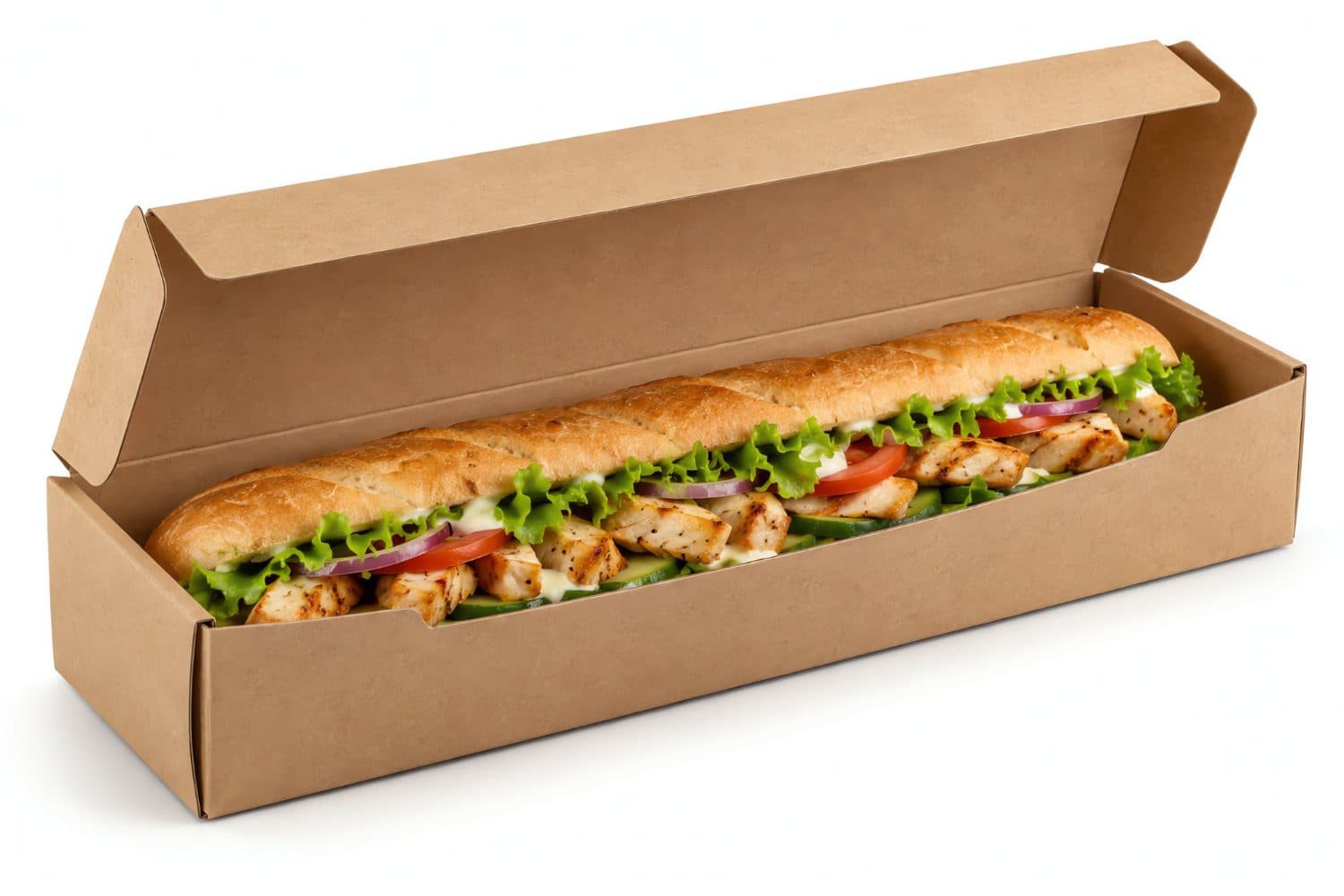 Baguette in a printed sandwich box
